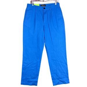 Houston White Mens Chinos Blue Single Pleated Wide Leg Cotton NWT 33x30